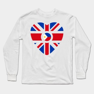 British Filipino Multinational Patriot Flag Series (Heart) Long Sleeve T-Shirt